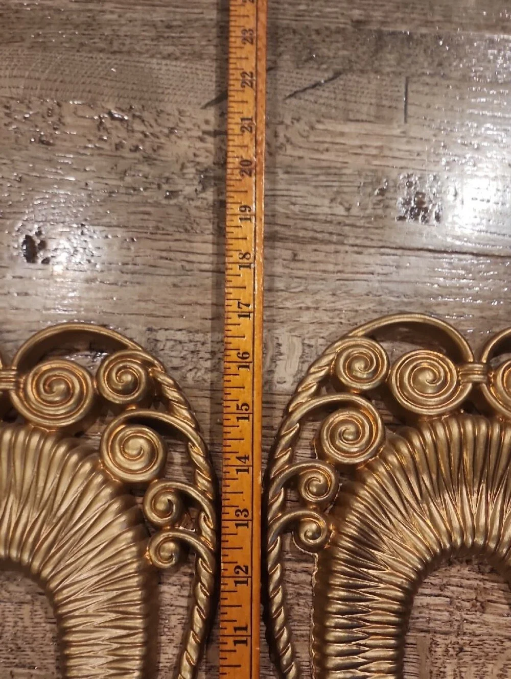 Ornate Gold Wall Candle Sconces - Pair